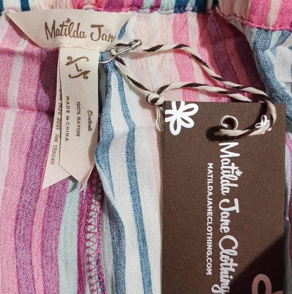 Matilda Jane Multicolor Striped Bathing Suit Cover Up Large - Picture 4 of 4